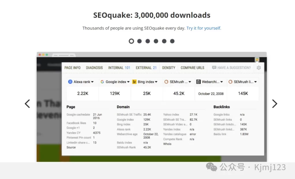 SEOquake – 专为SEO专业人士设计的浏览器工具插件插图2